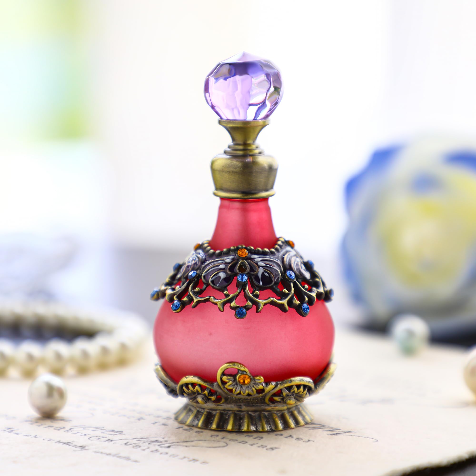 YU FENG 25ml Purple Vintage Refillable Crystal Decor Perfume Bottle (purple)