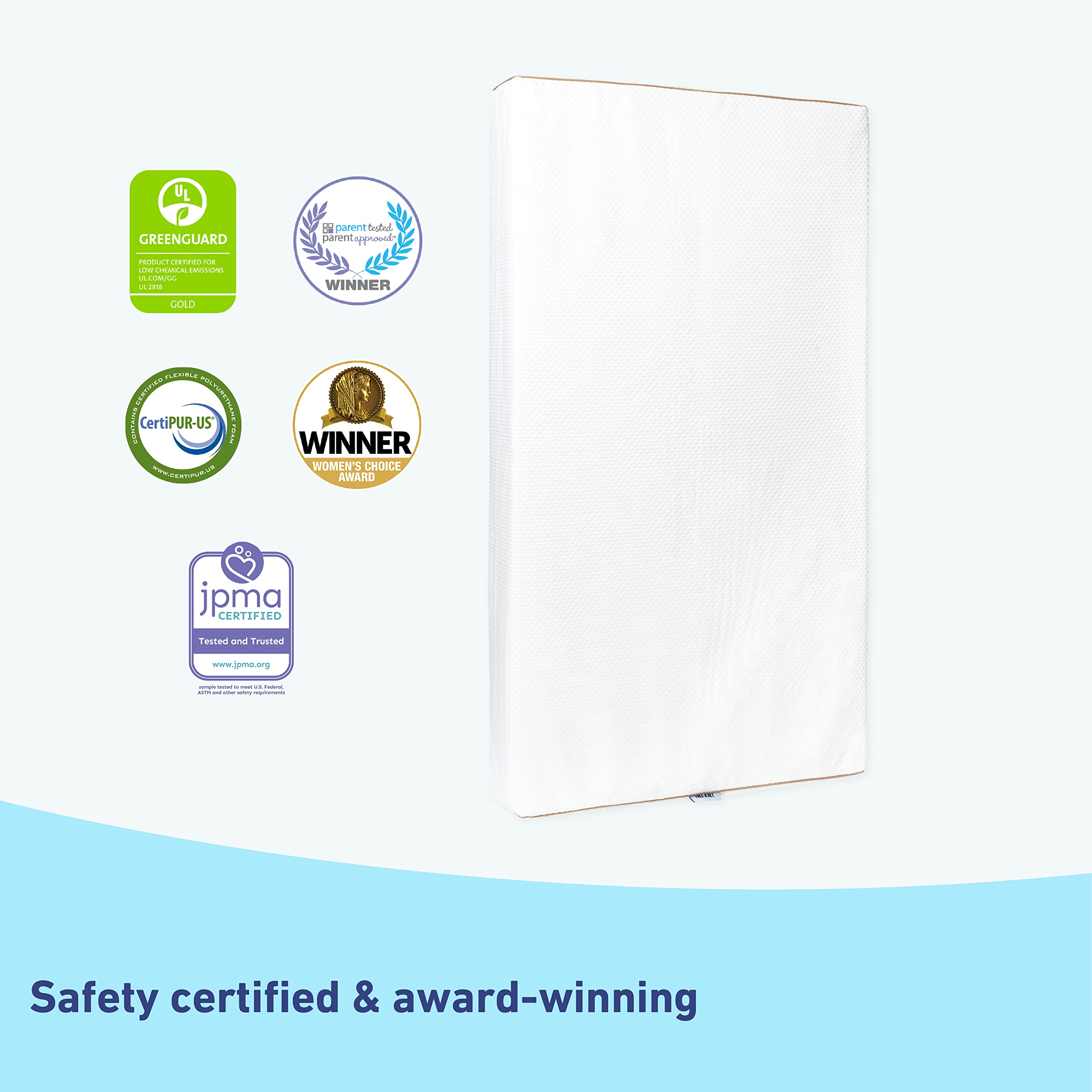 Graco 6-Inch Dual-Comfort Crib & Toddler Mattress - GREENGUARD Gold, CertiPUR-US Certified Foam, Machine Washable Cover with 100% Waterproof Surface, Fits Standard Full Size Baby Crib and Toddler Bed