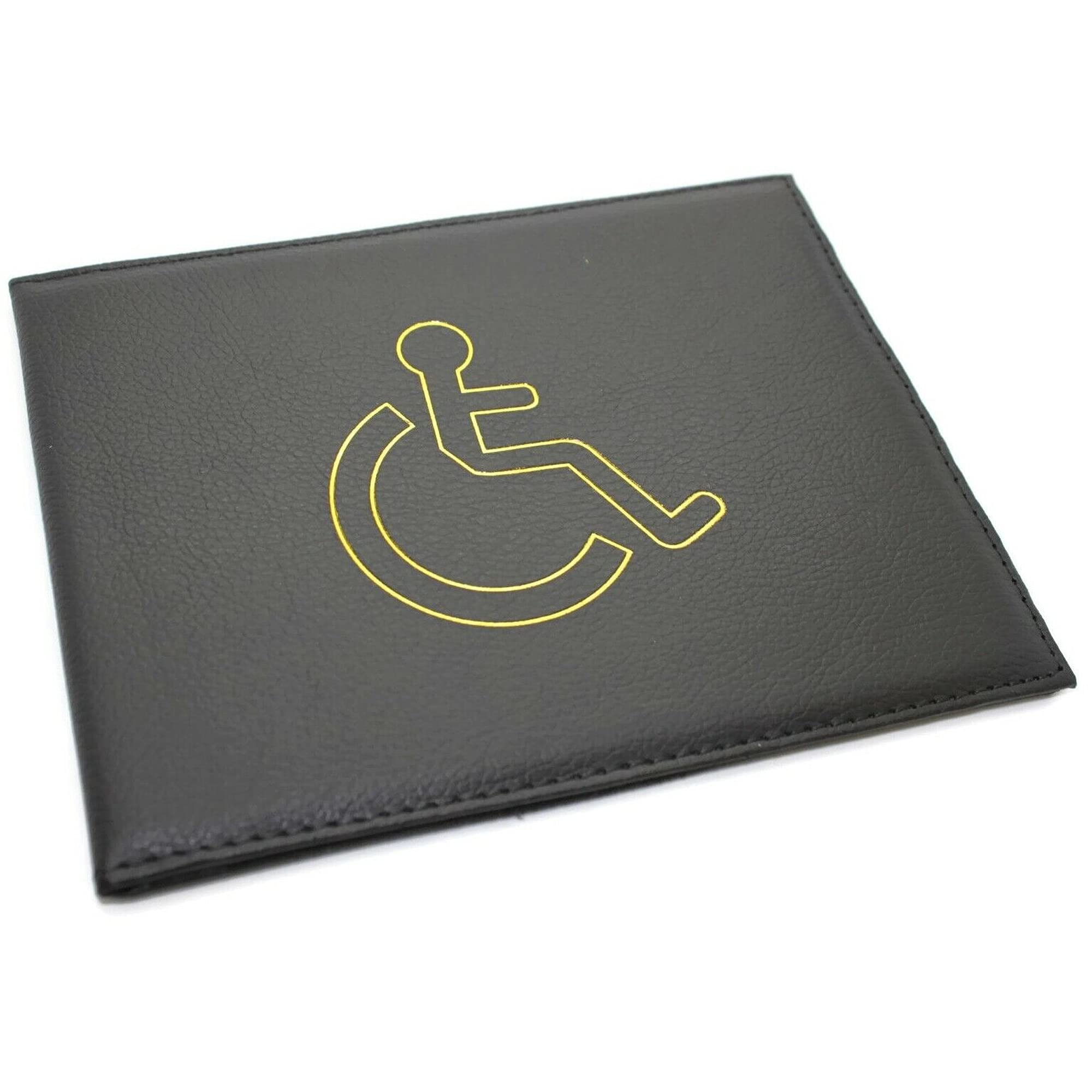 Soft Leather Disabled Badge Timer Parking Permit Holder Wallet Disability Cover (Black)