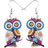 Acrylic Drop Owl Earrings Bird Dangle Funny Design Lovely Gift For Women By The Bonsny
