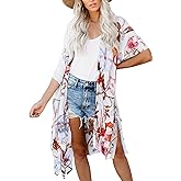 Jayscreate Women's Chiffon Kimono Cardigans Lightweight Batwing Summer Casual Long Boho Sheer Cardigan for Women Coverup Tops