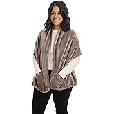 Mintra Home Wearable Microfiber Shawl – Soft and Warm Fleece Wrap with Convenient Pockets, Cozy and Trendy Winter Coverup