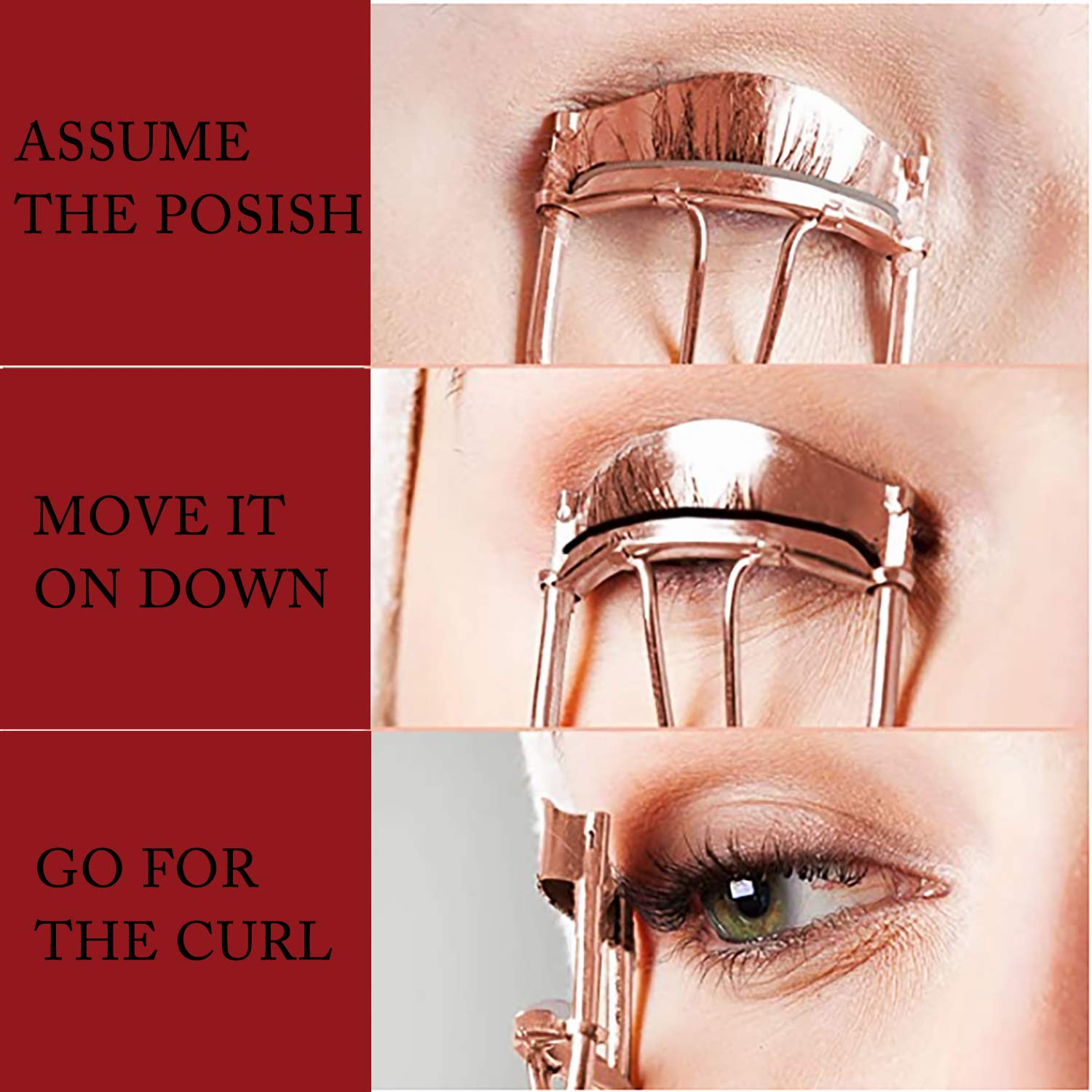 JDO Eyelash Curler Professional Lash Curler with Spring Loaded Extra Curl Eye Lash Curlers No Pinching Makeup Tool for Eyelashes Fits All Eye Shape (Rose Gold) : Beauty