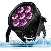 SHEHDS 7x18W IP65 Waterproof LED Par Lights | RGBWA+UV 6-in-1, Fanless Silent, DMX Sound Activated Uplights for Outdoor Wedding, Party, Church, DJ Live Shows