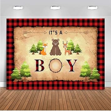 Amazon Com Mocsicka Wild One Photo Backdrop It S A Boy Woodland