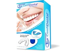 The ConfiDental - Pack of 4 Moldable Mouth Guard for Teeth Grinding Clenching Bruxism, Sport Athletic, Whitening Tray, Including 2 Regular and 2 Heavy Duty Guard (2 (LLL) Regular 2 (II) Heavy Duty)
