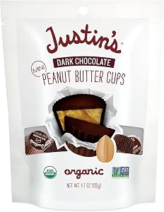 Justin's, Peanut Butter Cups Dark Chocolate Mini Organic, 4.7 Ounce