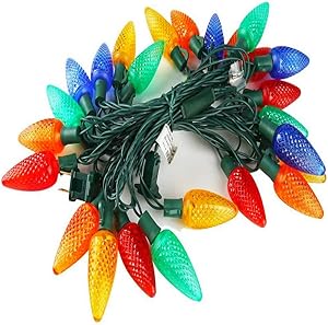 Borita C9 Faceted Colored Outdoor Christmas Light String, Stay-On 17Ft 25 LEDs Commercial Grade Indoor Xmas Mood Lighting,Home Garden Patio Halloween Festive Seasonal Decor Lighting