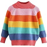 Julerwoo Girls Pink Crewneck Sweater Rainbow Knit Sweaters Pullover Tops for 2-8 Years