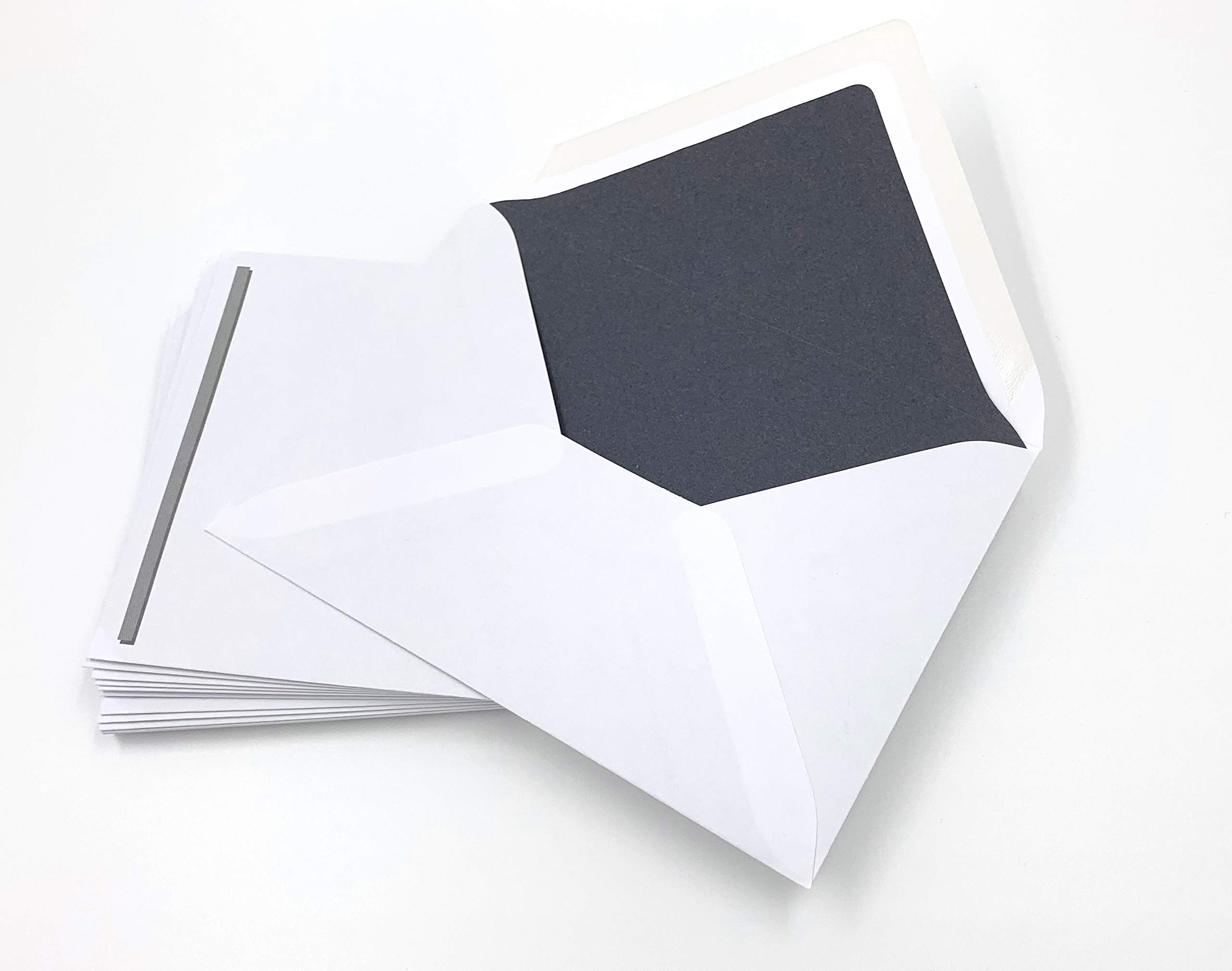 25 Mourning Envelopes, C6 = 162 x 114 mm, with Grey Bar and Grey Silk Lining