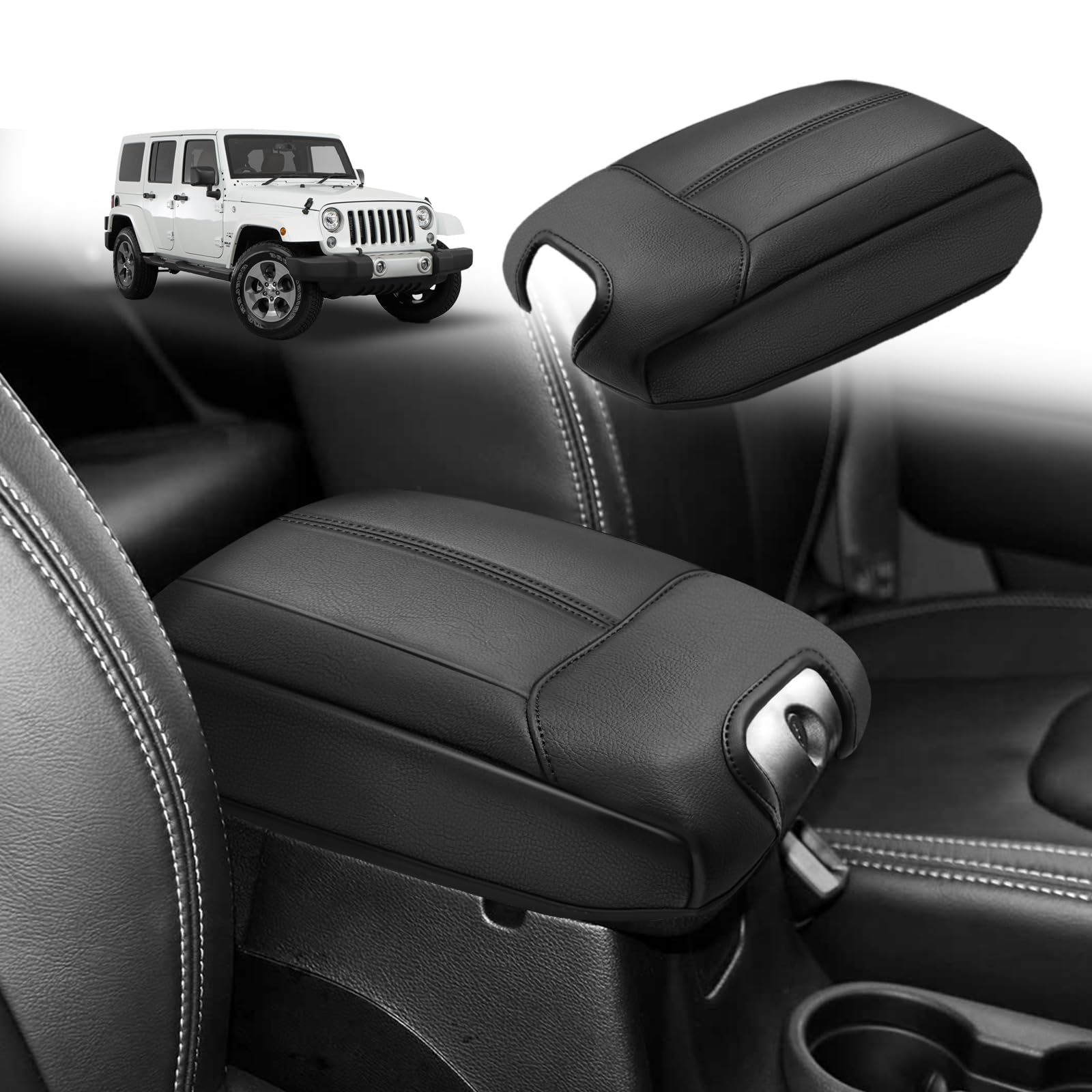 Photo 1 of *MINOR DAMAGE - USED*
Muslogy Center Console Armrest Cover Fit for Jeep Wrangler JK JKU 2011-2017 Accessories, Comfort Armrest Pad Console Lid Cushion Vegan Leather Regular Thick