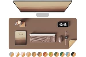 YSAGi Double-Sided Desk Pad, 31.5"x15.7"Leather Desk Mat, Eco Cork Desk Pad Protector,Large Mouse Pad,Waterproof Desk Blotter for Office/Home(Coffee)