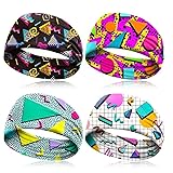 4 Pack 80s 90s Neon Headbands Outfit Accessories