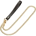 Txprodogchains Hundeleine Aus Edelstahl 32 Mm – Kaufsicher, 3 Fuß Länge, Mit Lederhandgriff, Gold, Für Große Hunde