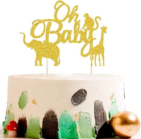 Amazon Com Vodolo Glitter Jungle Animal Cake Topper Oh Baby