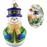HZYC Snowman Christmas Ornaments,Blown Glass Ornaments for Christmas Tree,Star Hat Snowman Collection Figurine Hanging Ornament,Christmas Decorations for Xmas Tree Daily Holiday Party Gifts