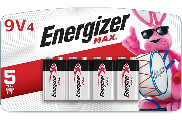 Energizer MAX 9V Batteries (4 Pack), 9 Volt Alkaline Batteries