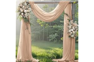Jimtx Nude Wedding Arch Draping Fabric 1 Panel 29" × 20FT Sheer Drapes Outdoor Curtain for Wedding Ceremony Baby Bridal Shower Arch Ceiling Backdrop Decor