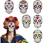 Bllavie 6 PCS Sugar Skull Halloween Masks, Dia de los Muertos Costume Masks for Party Photo Booth Props