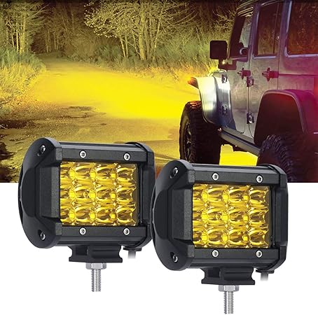 Amazon Ledフォグランプ 作業灯 ４インチ 36w ワークライト デッキライト バックライト 集魚灯 前照灯 投光器 車載 屋内外照明兼用 狭角タイプ イエロー高輝度43lm 12v 24v兼用 Ip67防水 防塵防震 取付け自由 省エネルギー Suv Atv Utv 汎用補助 農業機械2個セット 一