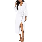 VINTATRE Women Kimono Robes Long Knit Bathrobe Lightweight Soft Knit Sleepwear V-neck Casual Ladies Loungewear