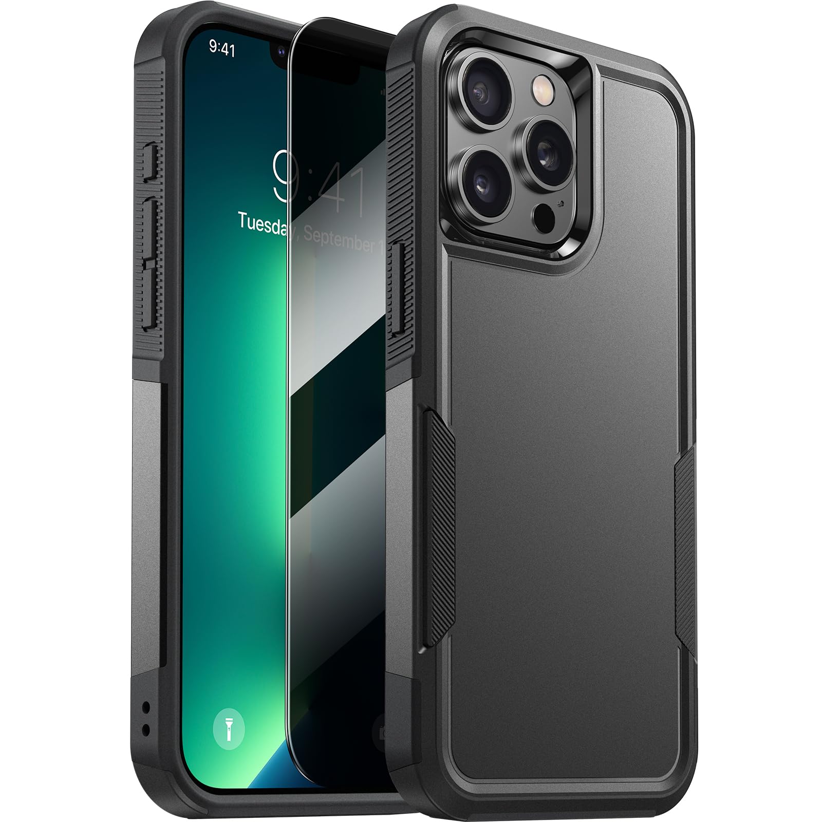 Photo 1 of Diaclara Designed for iPhone 13 Pro Max Case, [with Privacy Screen Protector] [Anti Spy] [Military Grade Drop Protection] Heavy Duty Full-Body Shockproof Phone Case, Black