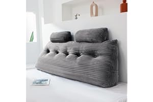 Rycwola Headboard Wedge Pillow with 2 Pack Neck Roll Pillow Large Headboard Pillow Queen Wedge Pillow Headboard Soft and Supportive Bed Rest Reading Pillows for Sitting in Bed with Removable Cover