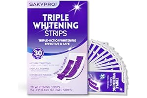 Sakyproral Whitening Strips, Purple Tooth Whitening, 90-Day Long-Lasting Results, Enamel Safe, Professional Teeth Whitening Strips with Non-Slip Dry Strip Technology, 14 Treatments (28 Strips)