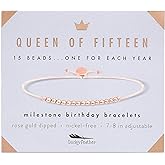Lucky Feather 15 year old girl gifts | Milestone 15th birthday Bracelet 14K Gold, Rose Gold, or Silver Dipped Beads | Trendy gifts for 15 year old girl | quinceañera 15th birthday gifts for teen girls