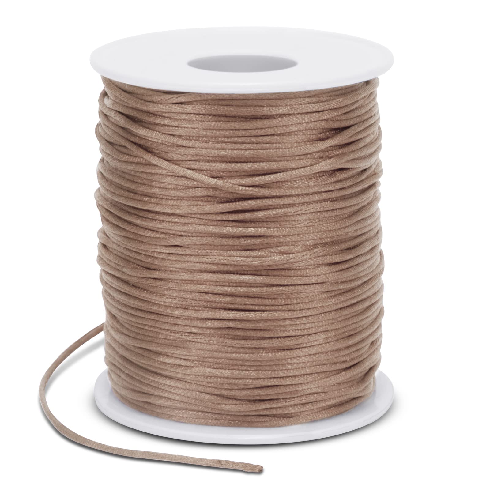 LEREATI Satin Cord 1.5mm x 100m Nylon Cord Bracelet Thread, Rattail Silk Beading Thread Jewellery String for Making Bracelet, Necklace, Chinese Knot, DIY Crafts (Khaki)