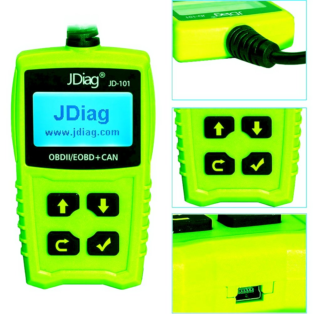 JDiag JD101 OBD2 Code Reader Car Scanner Diagnostic Tool Engine Fault Code Reader Check Engine Light Clear Fault Codes OBDII EOBD Vehicles with Battery Testing Function