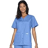 Landau Essentials Relaxed Fit 4-Pocket V-Neck Scrub Top for Women 8232