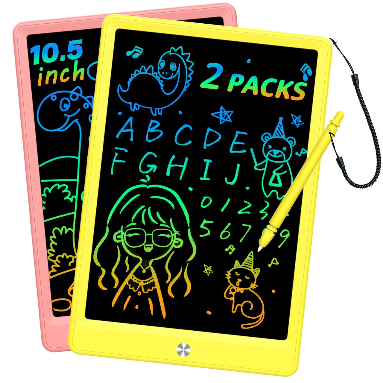 Photo 1 of BUKEBU LCD Writing Tablet Doodle Board, Colorful Drawing Pad, Electronic Drawing Tablet, Drawing Pads,Travel Gifts for Kids Ages 3 4 5 6 7 8 Year Old Girls Boys (10.5 inch, Pink+Yellow)