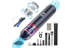 Akjbl Car Vacuum Portable Cordless, 3 Lighting Modes | Car Vacuum Cleaner with Blue Dust Light, 14000Pa Ultra Powerful Suction Portable Vacuum for Car Rechargeable, Suitable for Indoor/Outdoor use.