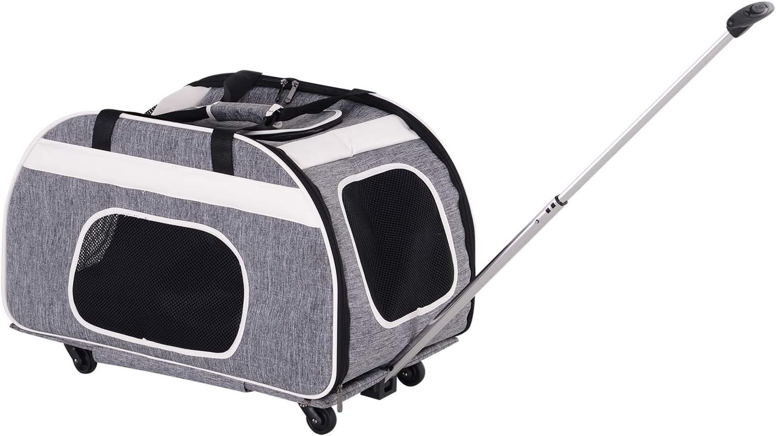 PawHut Foldable Pet Travel Carrier with Wheels, Oxford Fabric Aluminum
