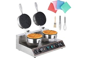 Litake Commercial Electric Waffle Cone Maker Stainless Steel Ice Cream Waffle Cone Machine Nonstick Mold for Restaurant, Bakeries, Snack Bar Use (110V 2400W)