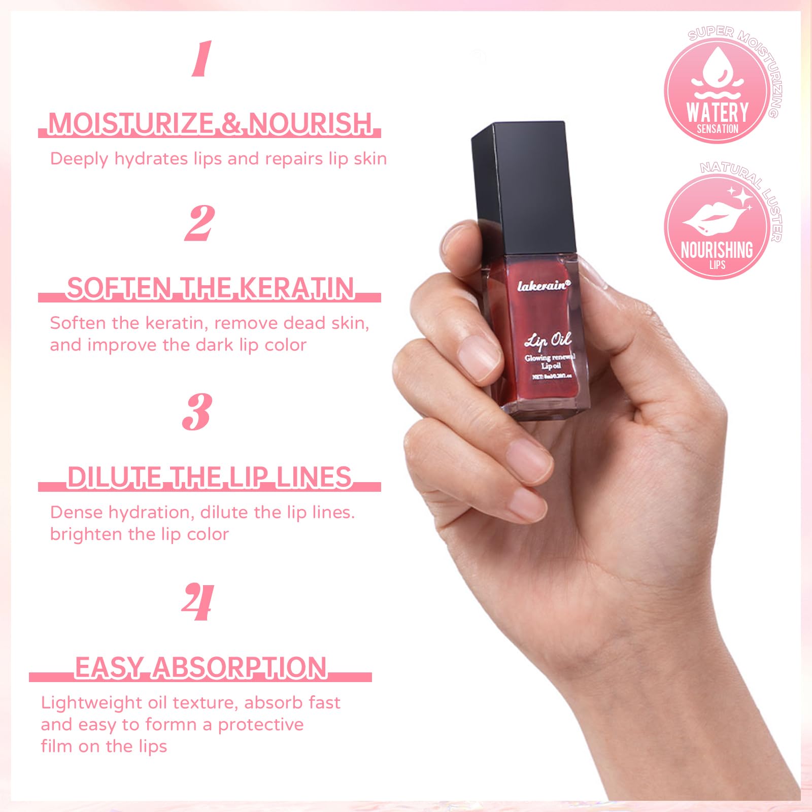 HOSAILY Nourishing Glowing Lip Oil with 2 in 1 Ombre Lip Liner Lipstick Set, Moisturizing High Shine Renewal Lip Gloss for Women, Smooth Long Wear Plumping Rose Pink Lip Tint Lip Crayon Combo Makeup