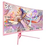 DJiEX 34 inch Pink Ultrawide Curved Computer Gaming
