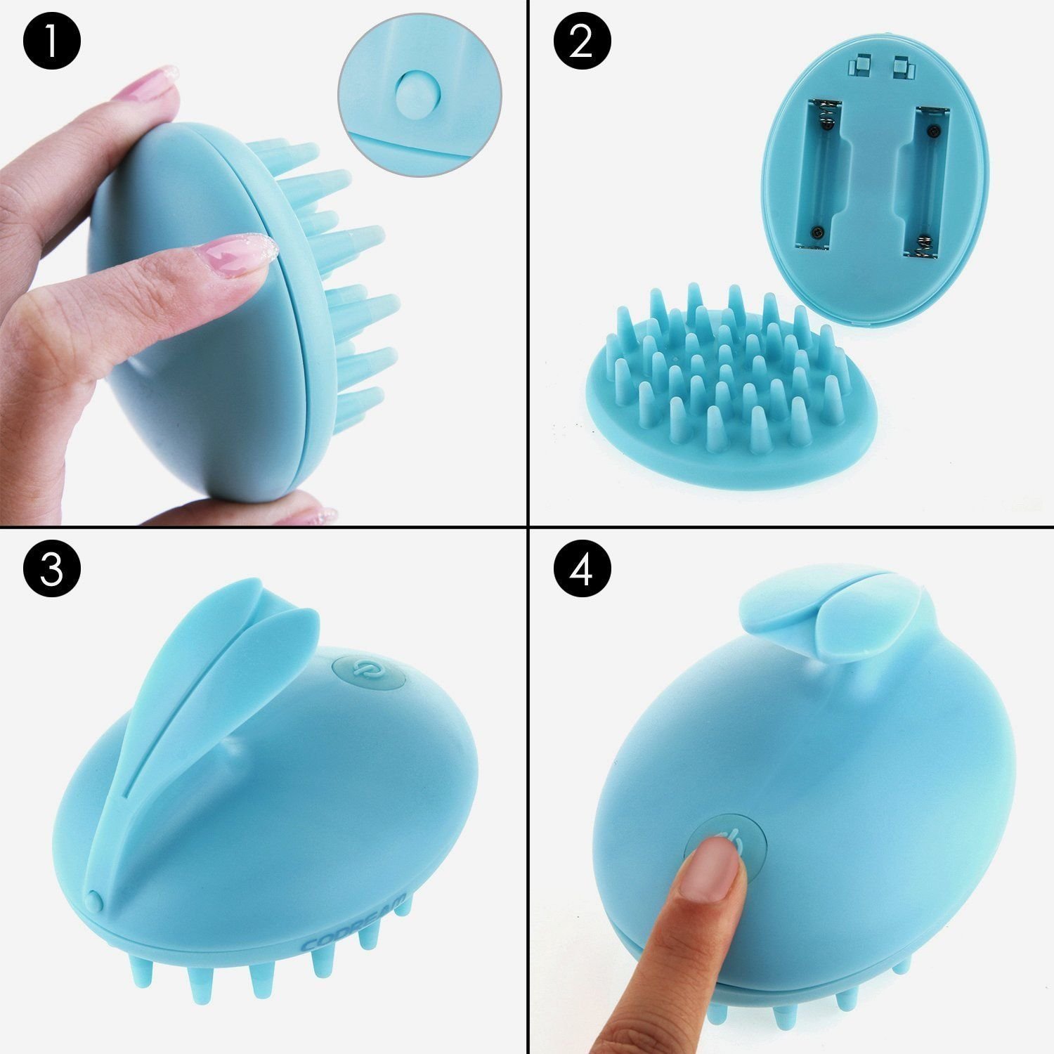 Shampoo Massage Comb Brush ixaer Scalp Massager Head Massager Hair Care Silicone Comb Rubber Bristles Anti-Slip Scalp Shower Hair Brush Helps Control Dandruff and Increase Scalp Circulation