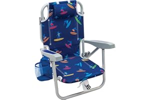 RIO GEAR Rio Beach Kid's 5-Position Lay Flat Backpack Folding Beach Chair, Surf Power Surfer