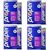 Propel Zero Sugar Electrolyte Powder Packets, Grape, 4 Pack, 32 Count Box | Single serve sticks with vitamins in a STAW carton, mix into water bottles for fast refreshment at the gym, desk or travel
