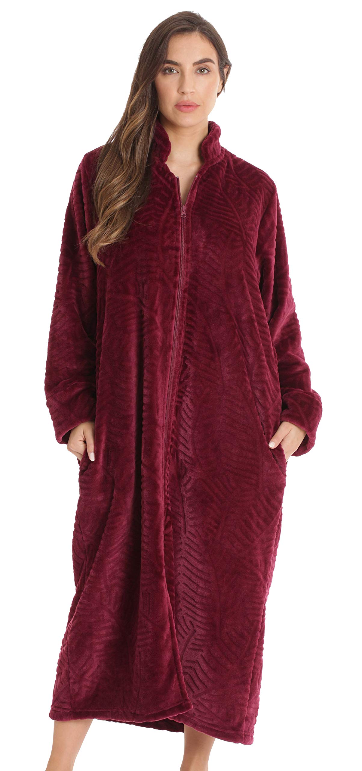 Photo 1 of ***(HEAVILY USED/ MINOR DAMAGE)***Just Love Plush Zipper Lounger Robe 6729-WINE-1X