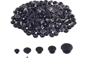 Swpeet 500Pcs 1/4" - 6mm Black Plastic Hole Plugs Assortment Kit, Flush Type Snap-in Locking Hole Tube Panel Plugs