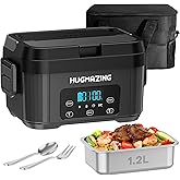 Hugmazing Cordless Electric Lunch Box for Adults, Men & Women โ Rechargeable Self-Heating Food Warmer with 1.2L SS Container, Battery-Powered Heated Lunch Box, Perfect for Work and Travel Use (Grey)