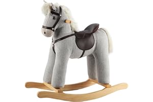 Rock My Baby Rocking Horse Gray, Ride on Pony with Realistic Sound, Wooden Rocking Toy, Rocking Animals, for Boy and Girl Age 2 Years and up (Gray Pony),CPC Certified