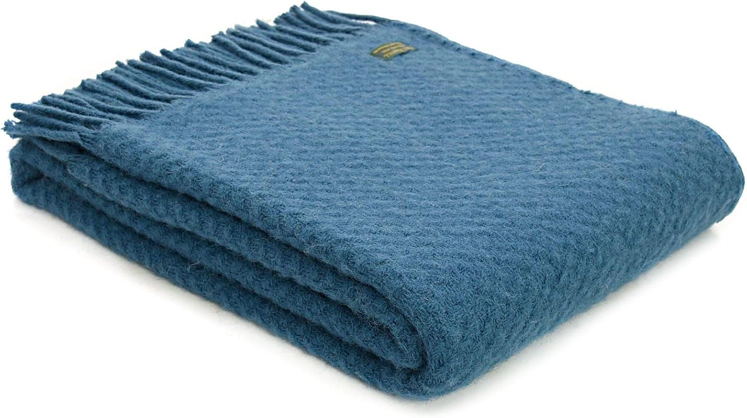 Wafer pure new wool blanket throw Ink Blue British made by Tweedmill