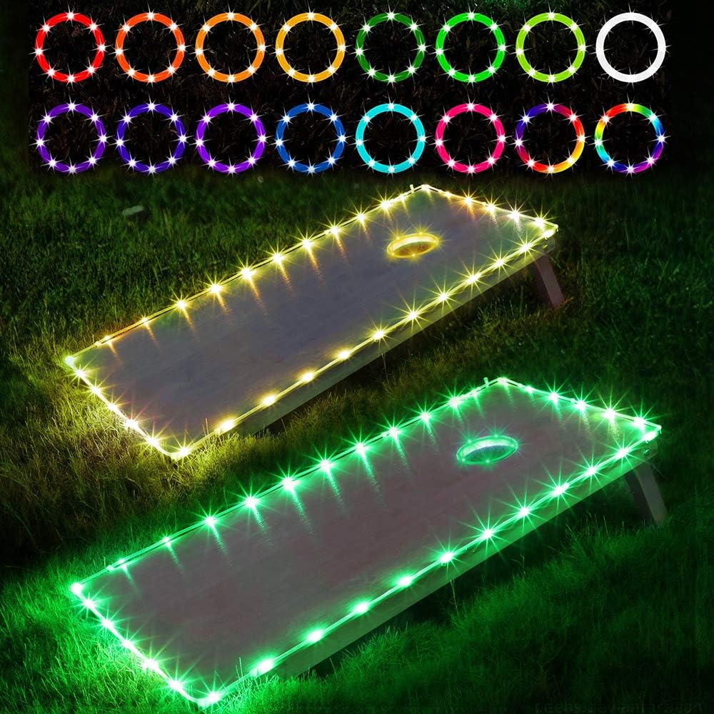IMMOBIUS Cornhole LED Board Lights so You Can Play at Night! (Set of 2) -Choose from 4 Colors- 1 Year Replacement Warranty, Sturdy Build, Lasts 100+ Hours on 2 AA Batteries!
