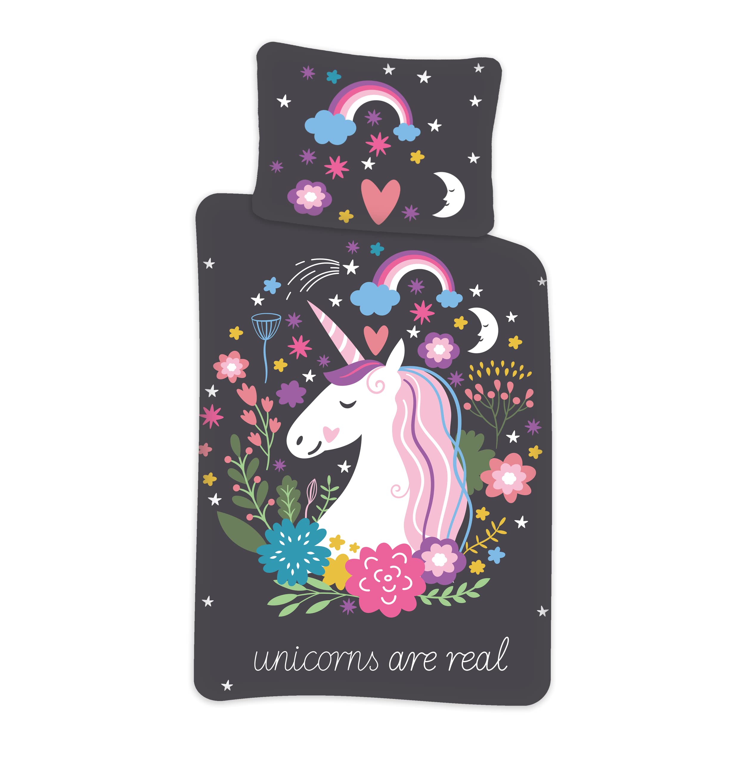 Unicorn Bedding Set, 100% Cotton, Baby Duvet Cover 100 x 135 cm + Pillowcase 40 x 60 cm