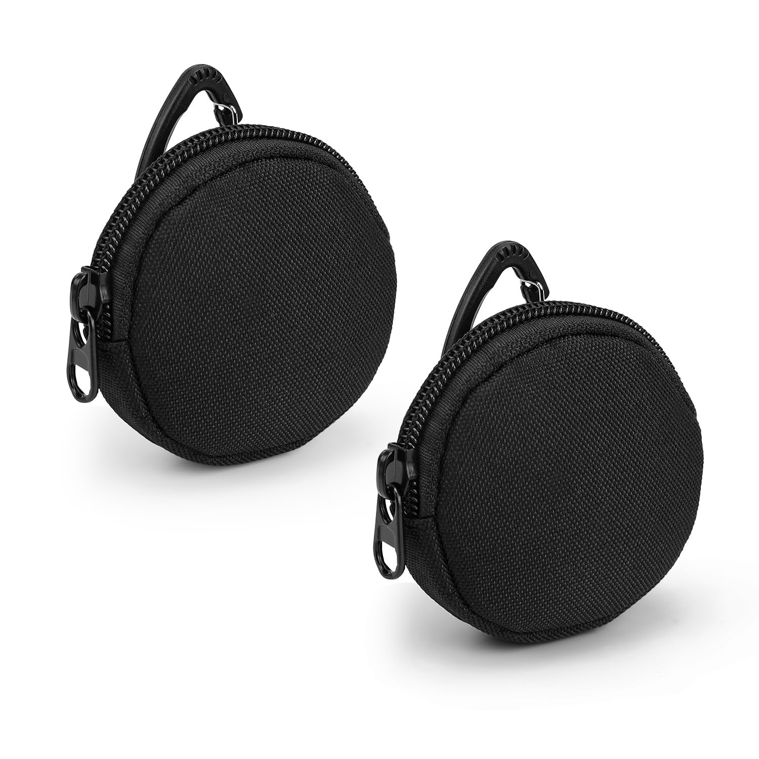 PARFCO Dog Treat Pouch, 2 Pieces Dog Treat Bags for Walking, 7.5cm Treat Pouch for Dog Training, with Triangular Hanging Loop, Black, Treats Pouches for Dog Treats, Coins, Keys