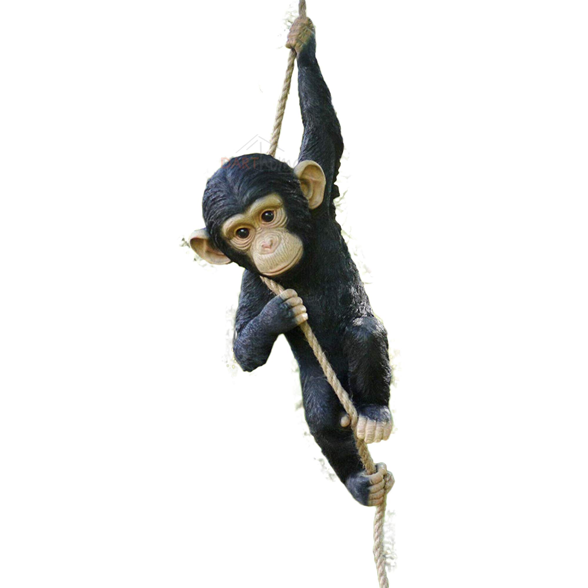 Climbing Monkey Hanging On Rope Garden Tree Ornament Statue Sculpture Decoration